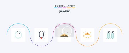 Téléchargez les illustrations : Jewellery Flat 5 Icon Pack Including . jewel. crown. gems. luxury - en licence libre de droit