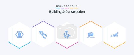 Illustration for Building And Construction 25 Blue icon pack including real estate. house. repair. home. screw - Royalty Free Image