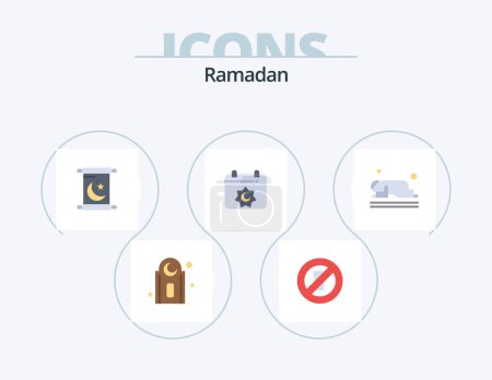 Illustration for Ramadan Flat Icon Pack 5 Icon Design. prayer. muslim. invitation. islam. islamic - Royalty Free Image