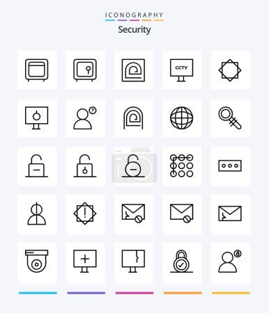 Ilustración de Creative Security 25 OutLine icon pack  Such As spy. camera. money. reader. fingerprint - Imagen libre de derechos