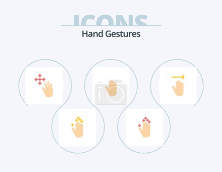 Téléchargez les illustrations : Hand Gestures Flat Icon Pack 5 Icon Design. arrow. finger. interface. gestures - en licence libre de droit
