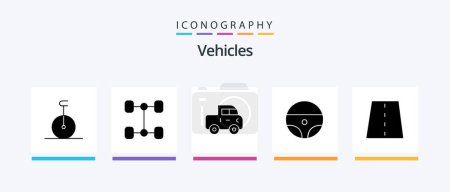 Ilustración de Vehicles Glyph 5 Icon Pack Including . road. car. path. infrastructure. Creative Icons Design - Imagen libre de derechos