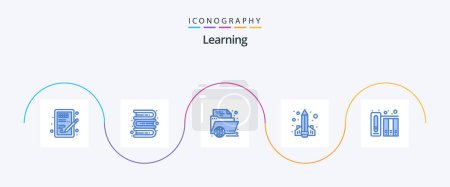 Illustration for Learning Blue 5 Icon Pack Including learning. education. learning. book. learning - Royalty Free Image
