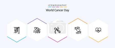 Ilustración de World Cancer Day 25 Line icon pack including treatment. syringe. health. injection. cancer - Imagen libre de derechos