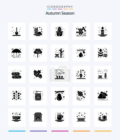 Ilustración de Creative Autumn 25 Glyph Solid Black icon pack  Such As candle. viscous. seasoning. sweet. autumn - Imagen libre de derechos