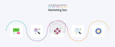 Illustration for Marketing Seo Flat 5 Icon Pack Including gear. options. support. cog wheel. search - Royalty Free Image