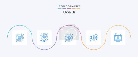Téléchargez les illustrations : Ux And Ui Blue 5 Icon Pack Including screen. lock. color. volume. audio - en licence libre de droit