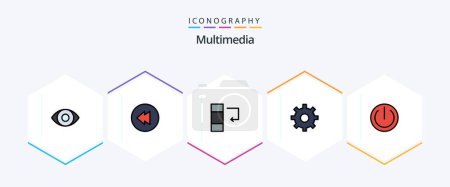 Illustration for Multimedia 25 FilledLine icon pack including . gear. power - Royalty Free Image