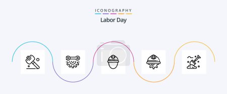 Illustration for Labor Day Line 5 Icon Pack Including day . repair. labour. helmet - Royalty Free Image