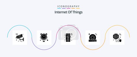 Téléchargez les illustrations : Internet Of Things Glyph 5 Icon Pack Including internet of things. wifi. internet of things. dvd. real estate - en licence libre de droit