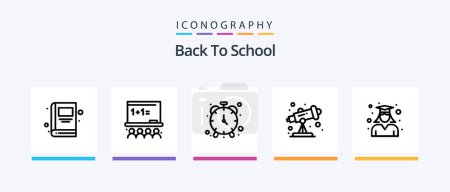 Ilustración de Back To School Line 5 Icon Pack Including graduation. education. clock. school. art board. Creative Icons Design - Imagen libre de derechos