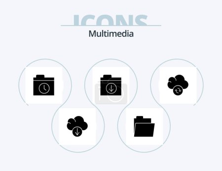 Ilustración de Multimedia Glyph Icon Pack 5 Icon Design. . . history. sync. cloud - Imagen libre de derechos