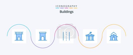 Téléchargez les illustrations : Buildings Blue 5 Icon Pack Including columns. acropolis. property. road. lines - en licence libre de droit