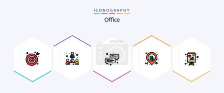 Illustration for Office 25 FilledLine icon pack including . powerpoint . chat. blackboard. map - Royalty Free Image