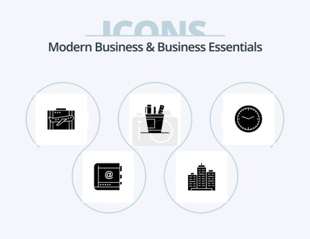 Ilustración de Modern Business And Business Essentials Glyph Icon Pack 5 Icon Design. case. baggage. architecture. travel. property - Imagen libre de derechos
