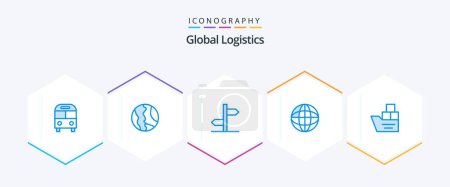 Ilustración de Global Logistics 25 Blue icon pack including world. location. world. global. board - Imagen libre de derechos