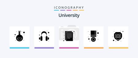 Illustration for University Glyph 5 Icon Pack Including open. success. documents. medal. achieve. Creative Icons Design - Royalty Free Image