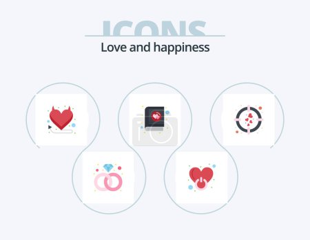 Love Flat Icon Pack 5 Icon Design. target. heart. devil. valentine. love