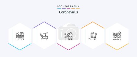 Ilustración de Coronavirus 25 Line icon pack including infrared. vaccine. flu. medicine. drug - Imagen libre de derechos
