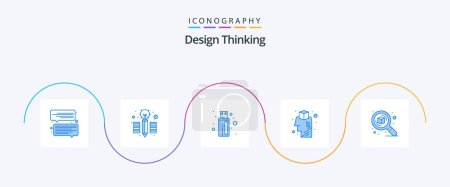 Ilustración de Design Thinking Blue 5 Icon Pack Including zoom. search. usb. detail. idea - Imagen libre de derechos