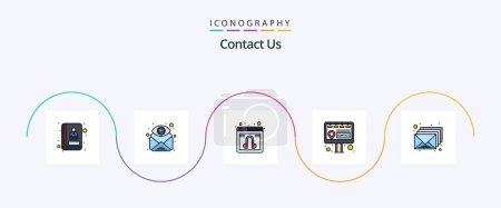 Ilustración de Contact Us Line Filled Flat 5 Icon Pack Including mail. email. chat. marketing. billboard - Imagen libre de derechos