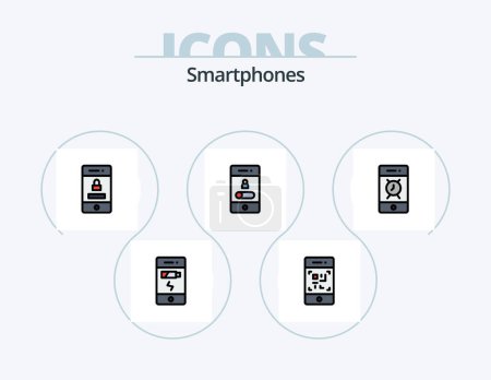 Téléchargez les illustrations : Smartphones Line Filled Icon Pack 5 Icon Design. access. message. message. junk. speaker - en licence libre de droit