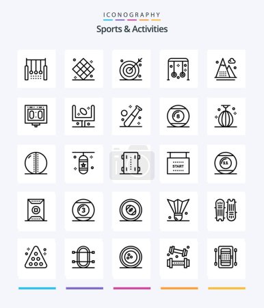 Téléchargez les illustrations : Creative Sports & Activities 25 OutLine icon pack  Such As sport. child. play. shooting target. bulls-eye - en licence libre de droit
