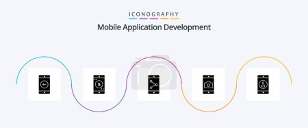 Illustration for Mobile Application Development Glyph 5 Icon Pack Including mobile application. application. app share. camera. mobile - Royalty Free Image