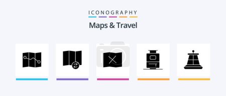 Illustration for Maps and Travel Glyph 5 Icon Pack Including . bag. marine. Creative Icons Design - Royalty Free Image