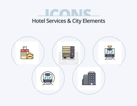 Illustration for Hotel Services And City Elements Line Filled Icon Pack 5 Icon Design. parking. walk. food. movement. plug - Royalty Free Image
