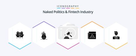 Ilustración de Naked Politics And Fintech Industry 25 Glyph icon pack including hoax. advertising. matrioshka. vote. law - Imagen libre de derechos