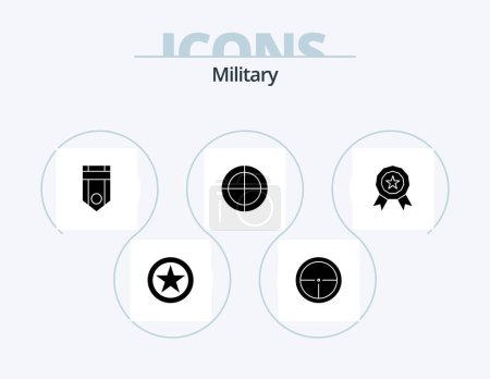 Illustration for Military Glyph Icon Pack 5 Icon Design. military. bulls eye. soldier. stripe. one - Royalty Free Image