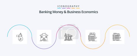 Illustration for Banking Money And Business Economics Line 5 Icon Pack Including audit. federal. savings. building. bank - Royalty Free Image