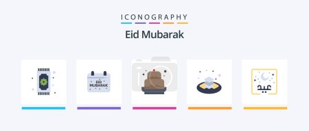 Ilustración de Eid Mubarak Flat 5 Icon Pack Including gift. sweet. celebration. eid. celebration. Creative Icons Design - Imagen libre de derechos