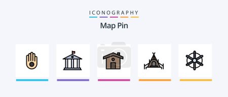 Téléchargez les illustrations : Map Pin Line Filled 5 Icon Pack Including service. homestay. traveling. elevator. maps. Creative Icons Design - en licence libre de droit