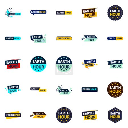 Ilustración de 25 Customizable Vector Designs in the Earth Hour Pack Perfect for Eco friendly Advertising - Imagen libre de derechos