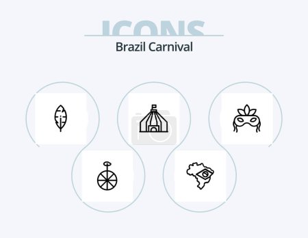 Ilustración de Brazil Carnival Line Icon Pack 5 Icon Design. venetian. mask. christ. celebration. brazilian - Imagen libre de derechos