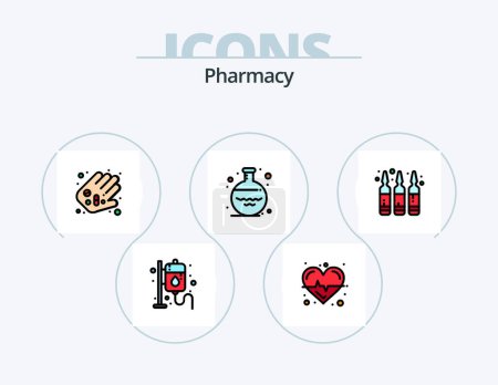 Illustration for Pharmacy Line Filled Icon Pack 5 Icon Design. front desk. medicine. glass. health. drug - Royalty Free Image