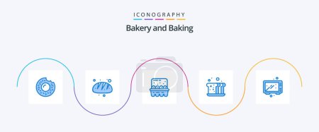 Téléchargez les illustrations : Baking Blue 5 Icon Pack Including cooking. meal. cooking. food. baking - en licence libre de droit