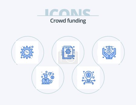 Ilustración de Crowdfunding Blue Icon Pack 5 Icon Design. crowd. in. funding. funding. detail - Imagen libre de derechos