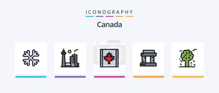 Ilustración de Canada Line Filled 5 Icon Pack Including autumn. transport. canada. river. canoes. Creative Icons Design - Imagen libre de derechos