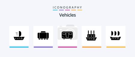 Illustration for Vehicles Glyph 5 Icon Pack Including ship. argosy. trailer. vessel. steamboat. Creative Icons Design - Royalty Free Image