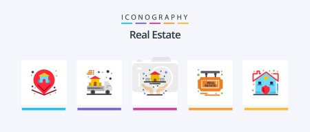 Illustration for Real Estate Flat 5 Icon Pack Including house. sale. protection. real. board. Creative Icons Design - Royalty Free Image