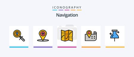 Illustration for Navigation Line Filled 5 Icon Pack Including . globe. arrow. direction. signal. Creative Icons Design - Royalty Free Image