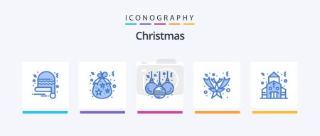 Illustration for Christmas Blue 5 Icon Pack Including . christmas. ball. building. fallen. Creative Icons Design - Royalty Free Image