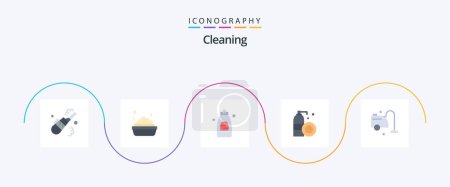 Illustration for Cleaning Flat 5 Icon Pack Including cleaning. clean. cleaning gel. spray. bottle - Royalty Free Image