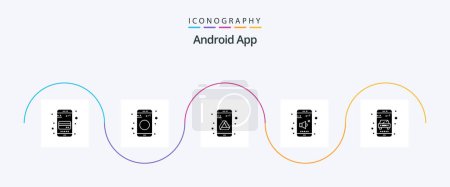 Illustration for Android App Glyph 5 Icon Pack Including online. control. app. volume. off - Royalty Free Image