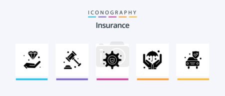 Illustration for Insurance Glyph 5 Icon Pack Including security. car. law. safe. hands. Creative Icons Design - Royalty Free Image