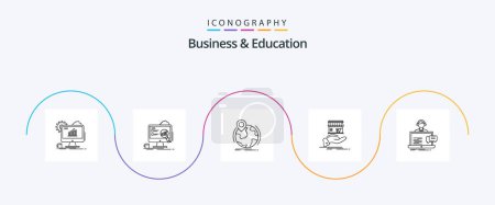 Ilustración de Business And Education Line 5 Icon Pack Including shopping. shop. laptop. marker. worldwide - Imagen libre de derechos