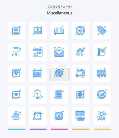 Illustration for Creative Miscellaneous 25 Blue icon pack  Such As favorite. . book. solution. plugin - Royalty Free Image
